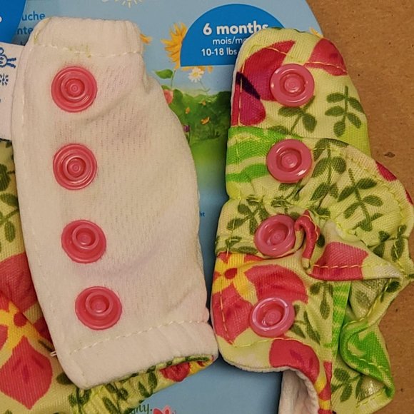 I-Play Reusable Absorbent Swimsuit Diaper - 6 Months - Green with Flowers - NWT - Picture 3 of 5